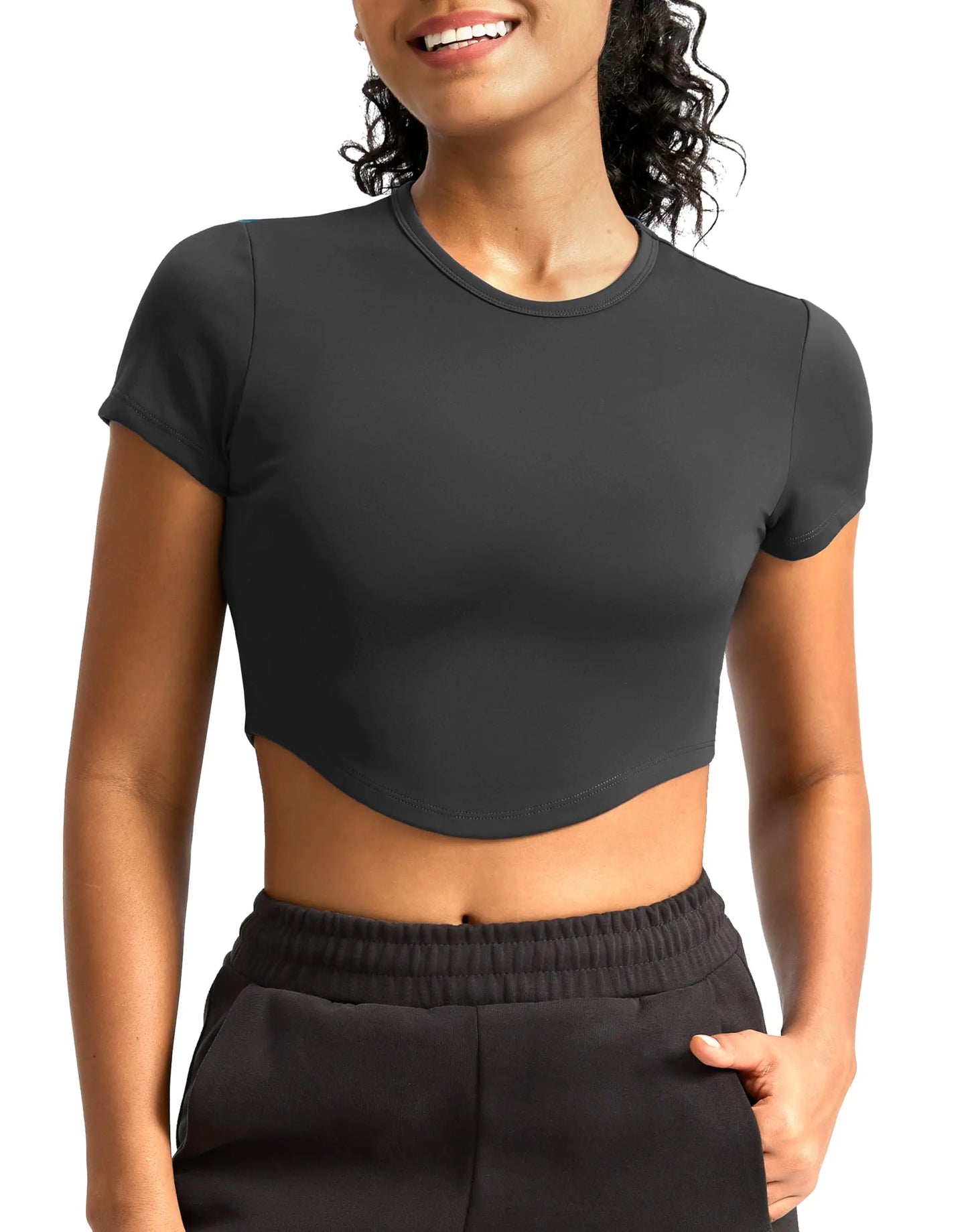 Soothfeel Soft Cropped Gym Top - Grey XL