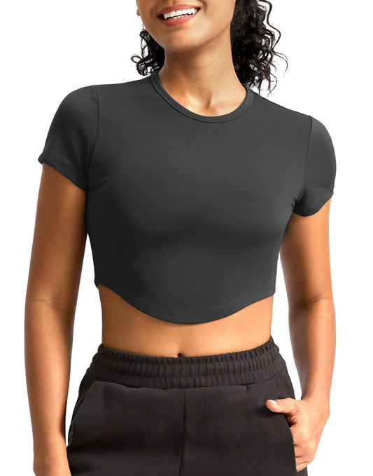 Soothfeel Soft Cropped Gym Top - Grey XL