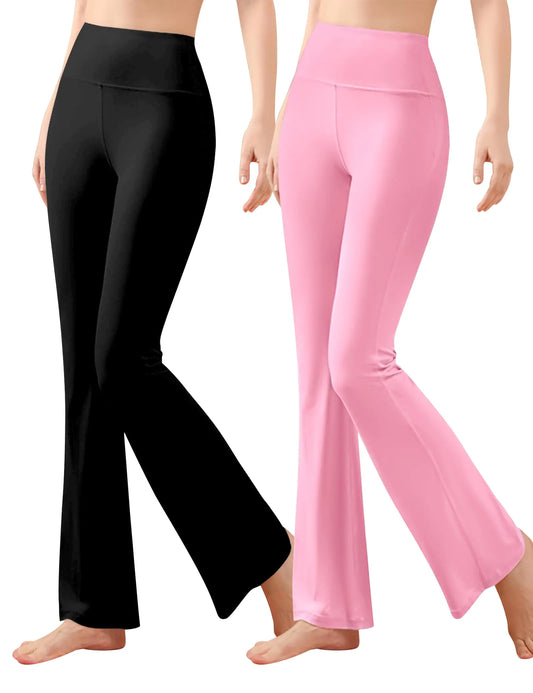 Kirinkylin Girls' Soft Flare Pants 2-Pack